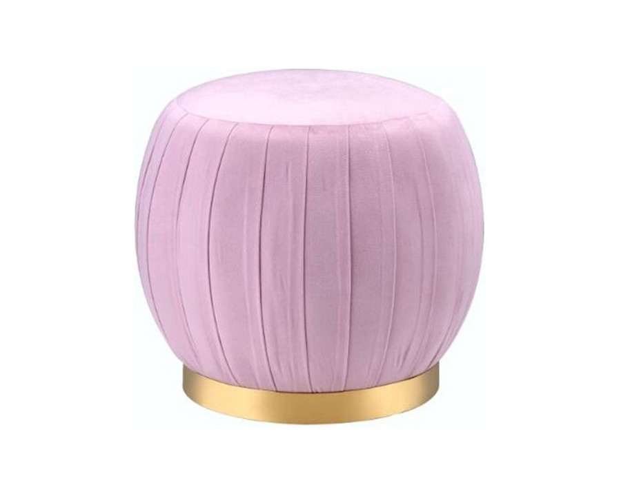 ACME Zinnia Ottoman - Pink Carnation Velvet and Gold