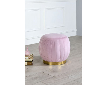 ACME Zinnia Ottoman - Pink Carnation Velvet and Gold