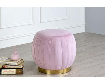 ACME Zinnia Ottoman - Pink Carnation Velvet and Gold