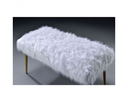 ACME Bagley II Bench - White Faux Fur/Gold (96450)