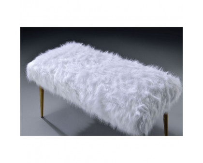 ACME Bagley II Bench - White Faux Fur/Gold (96450)