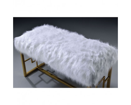 ACME Bagley II Bench - White Faux Fur/Gold (96451)