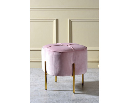 ACME™ Bergia Ottoman - Blush Pink Velvet