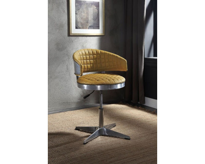 ACME - Brancaster Adjustable Stool with Swivel in Turmeric/Chrome