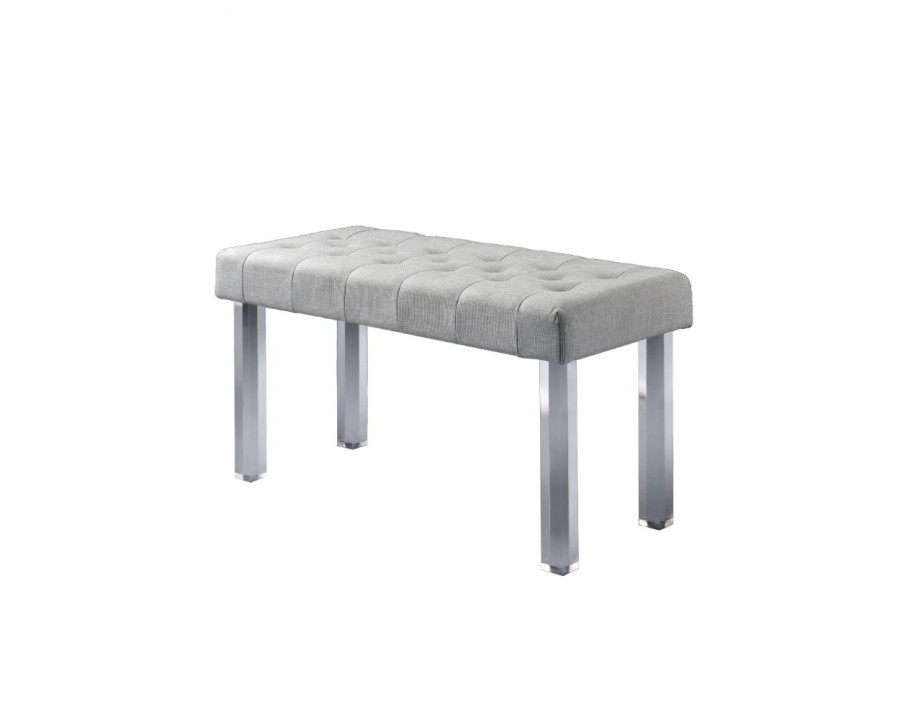 ACME - Bagley Bench in Linen/Clear Acrylic