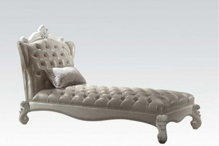 ACME™ Versailles Chaise - Vintage Gray PU and Bone White