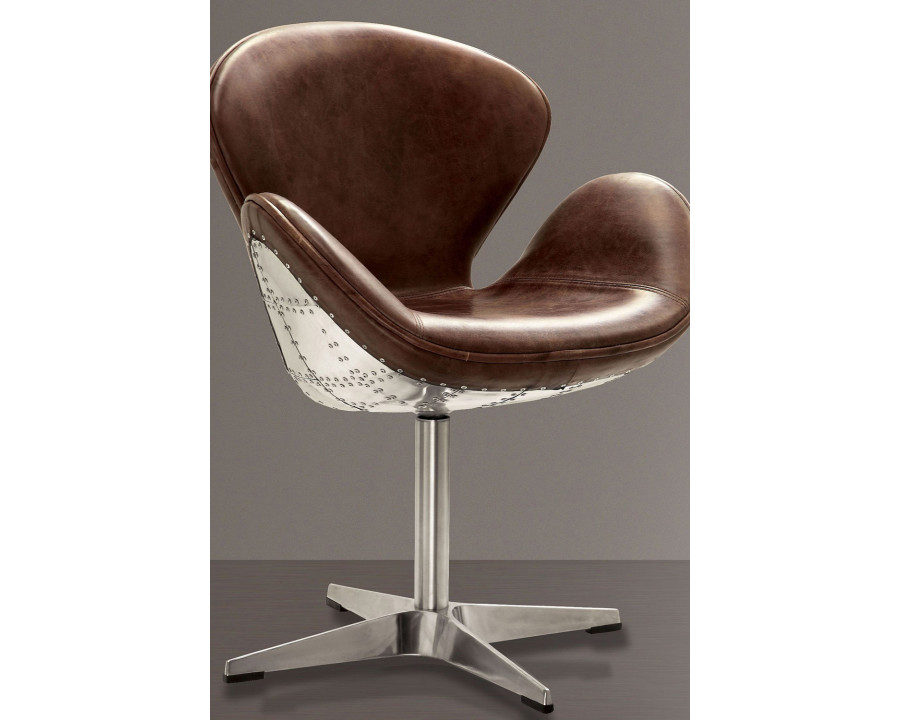 ACME - Brancaster Accent Chair with Swivel in Retro Brown/Aluminum (96553)