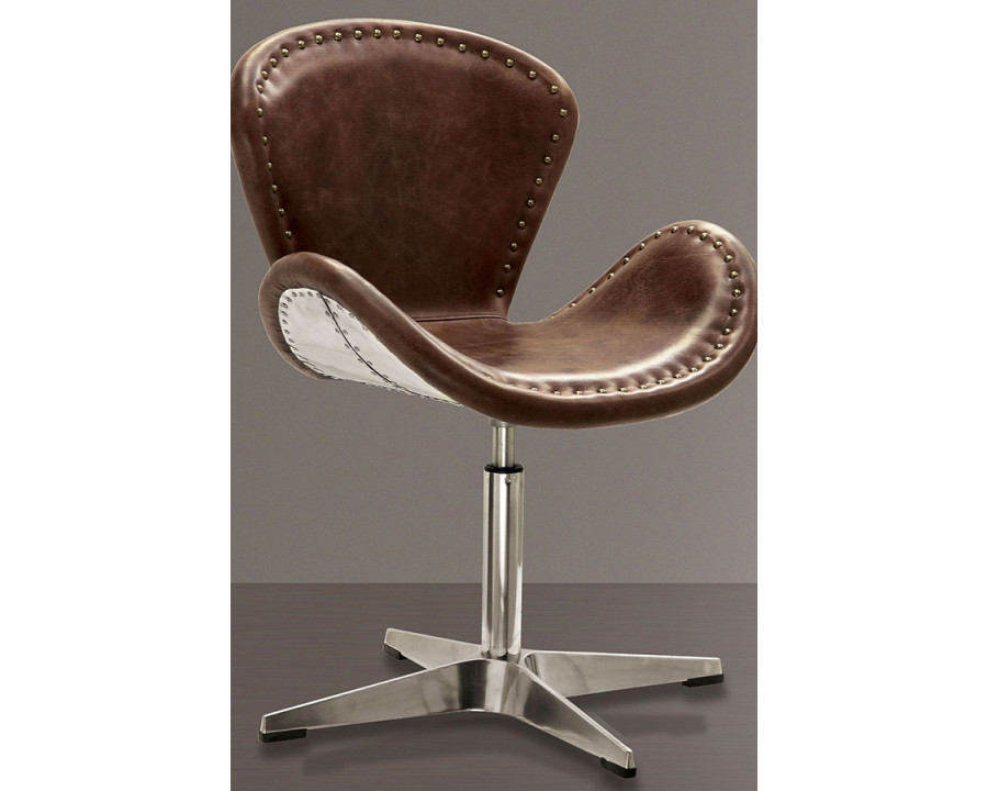 ACME - Brancaster Accent Chair with Swivel in Retro Brown/Aluminum (96554)