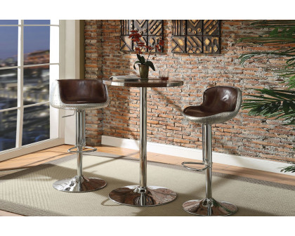 ACME - Brancaster Adjustable Stool with Swivel in Vintage Brown/Aluminum (96555)