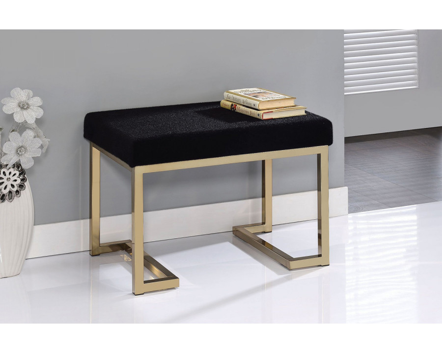 ACME - Boice Ottoman in Black/Champagne