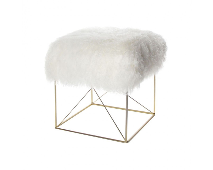 ACME - Bagley Ottoman in Wool/Gold Brass