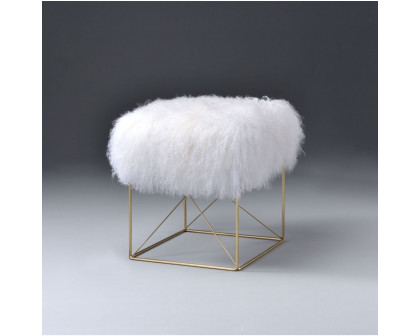 ACME - Bagley Ottoman in Wool/Gold Brass