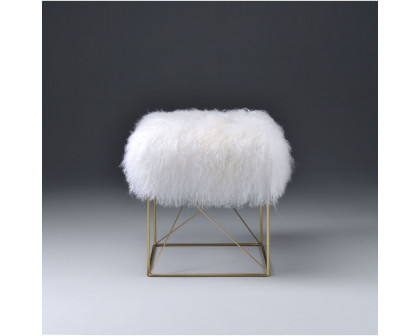 ACME - Bagley Ottoman in Wool/Gold Brass