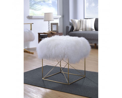 ACME - Bagley Ottoman in Wool/Gold Brass