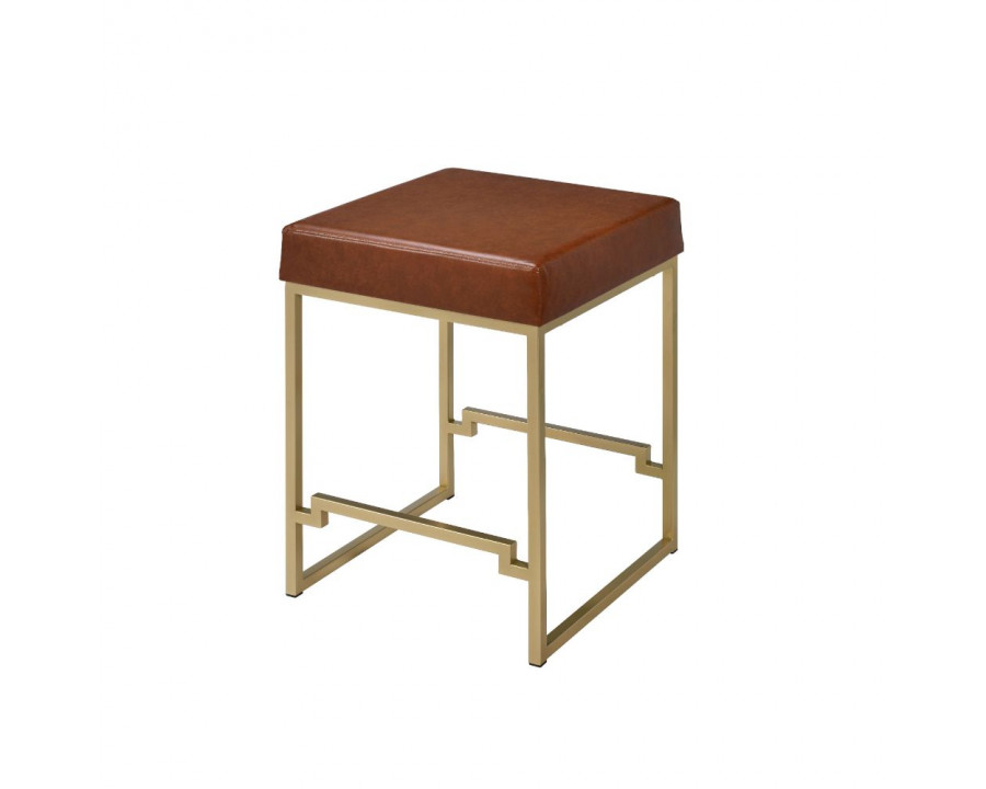 ACME - Boice Counter Height Stool in Light Brown Pu/Gold