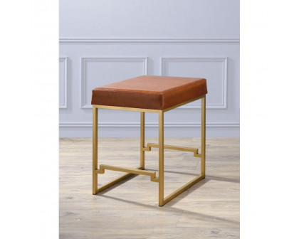 ACME - Boice Counter Height Stool in Light Brown Pu/Gold