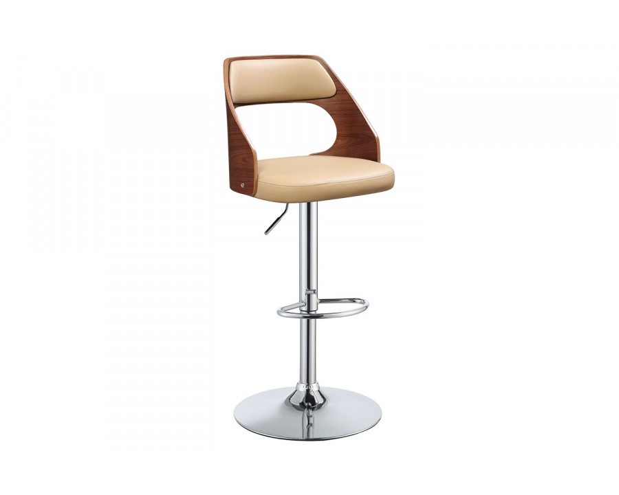 ACME - Camila Adjustable Stool with Swivel in Beige/Walnut