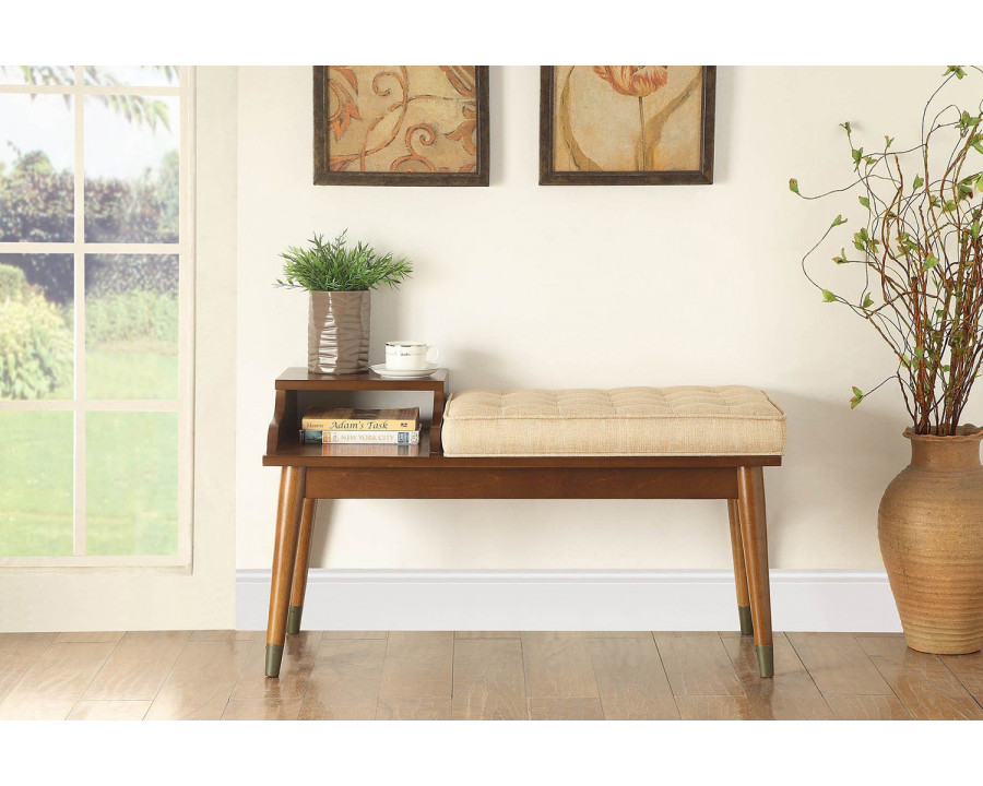 ACME - Baptis Bench in Beige/Walnut