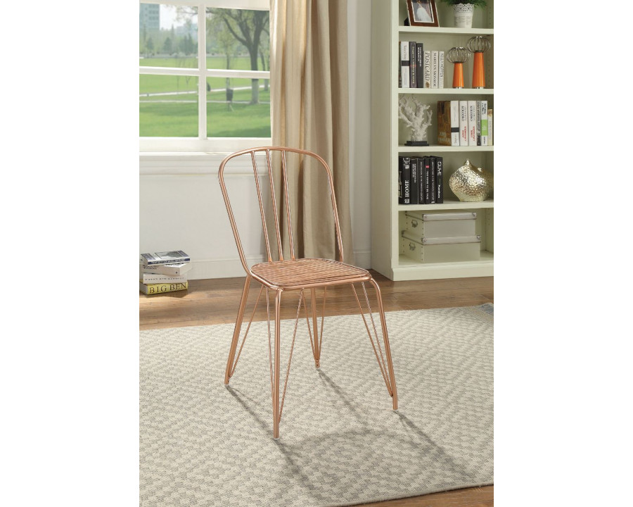 ACME Orania Side Chair (2Pc) - Glossy Rose Gold