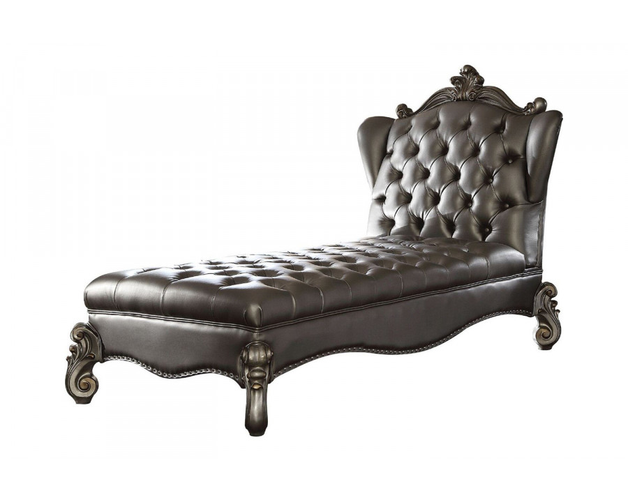 ACME - Versailles Chaise Lounge in Silver/Antique Platinum