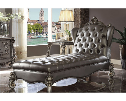 ACME™ Versailles Chaise Lounge - Silver/Antique Platinum