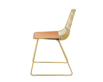 ACME - Fantasia Side Chair (Set of 2) in Whiskey/Gold