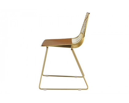 ACME - Faina Side Chair (Set-2) in Whiskey/Gold