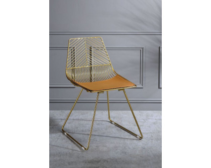 ACME - Faina Side Chair (Set-2) in Whiskey/Gold