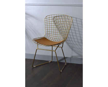 ACME - Achellia Side Chair (Set-2) in Whiskey/Gold