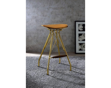 ACME - Dragea Bar Stool (Set-2) in Whiskey/Gold