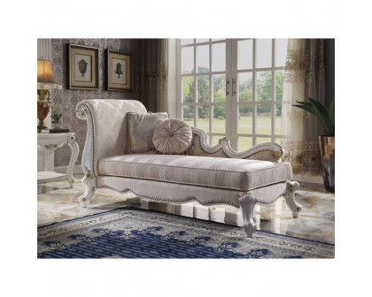 ACME Picardy Chaise Lounge with 2 Pillows - Pattern Antique Pearl