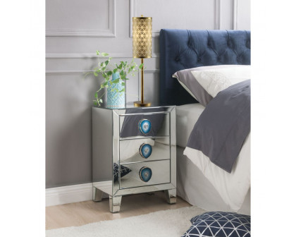 ACME - Filip Accent Table in Mirrored/Faux Agate