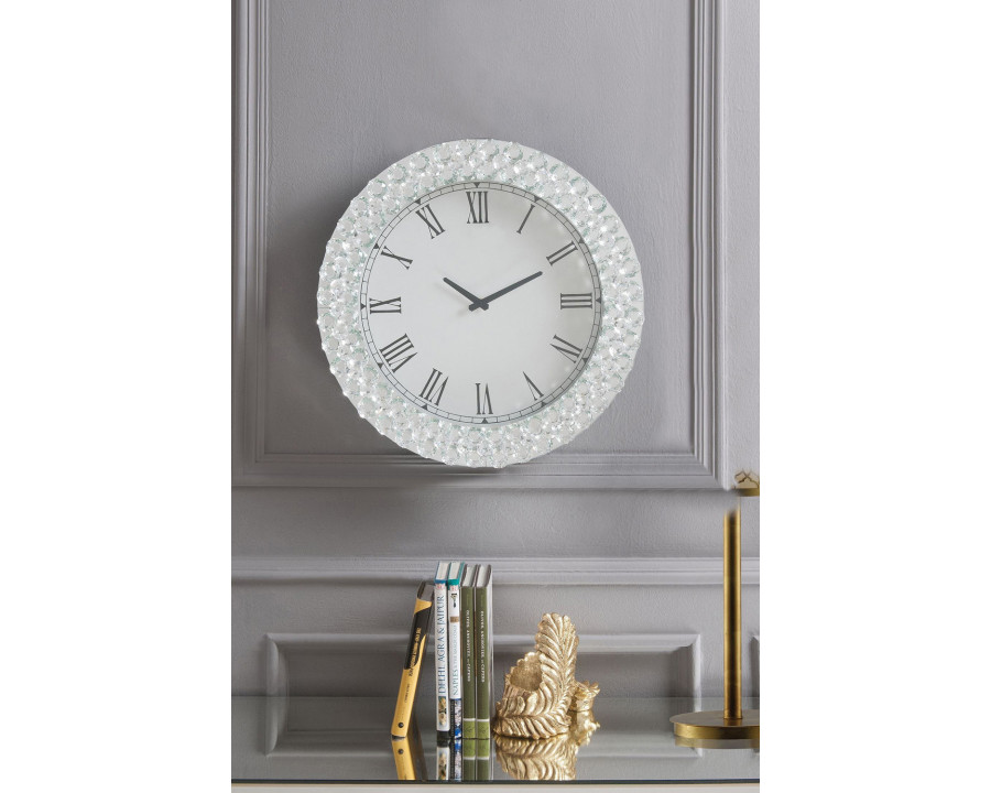 ACME - Hessa Wall Clock in Faux Rhinestones (97043)