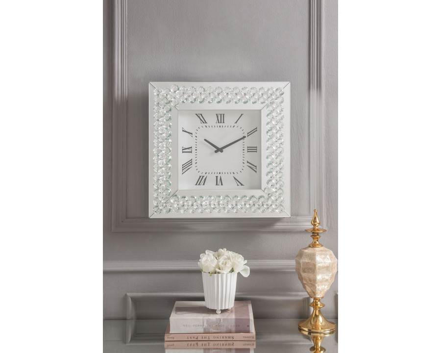 ACME - Hessa Wall Clock in Faux Rhinestones (97044)