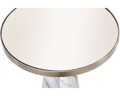 ACME - Galilahi Accent Table in Mirrored/Faux Marble Top/Antique Gold