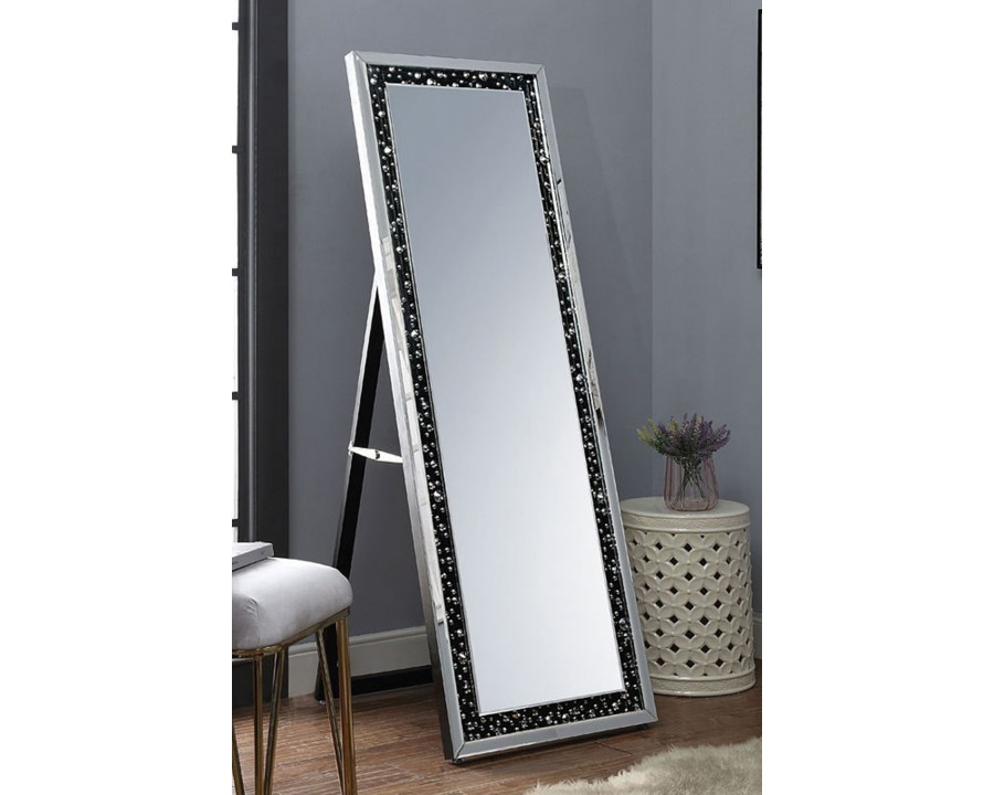 ACME - Nysa Floor Mirror in Faux Crystals