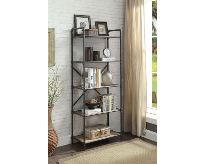 ACME - Itzel Antique Oak and Sandy Gray Bookshelf