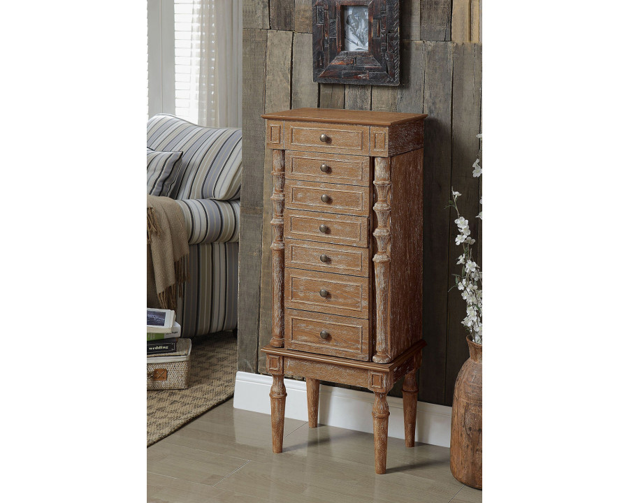 ACME - Taline Jewelry Armoire in Weathered Oak