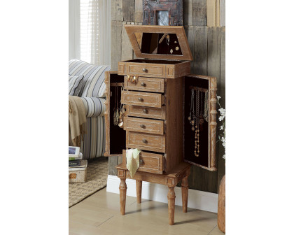 ACME - Taline Jewelry Armoire in Weathered Oak