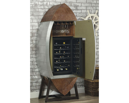 ACME - Brancaster Wine Cooler in Retro Brown/Aluminum