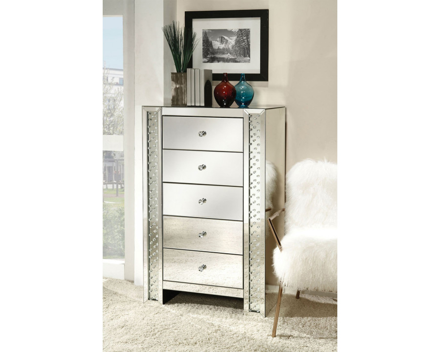 ACME - Nysa Cabinet in Mirrored/Faux Crystals