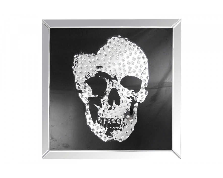 ACME Nevina Mirrored and Crystal Wall Decor - Skull