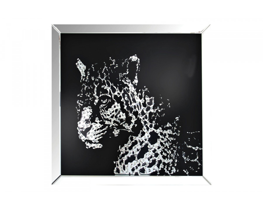 ACME Nevina Mirrored and Crystal Wall Decor - Leopard