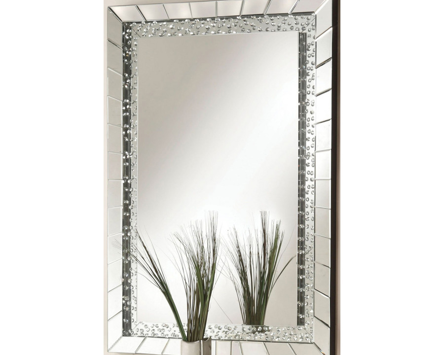 ACME - Nysa Accent Mirror in Mirrored/Faux Crystals (97386)