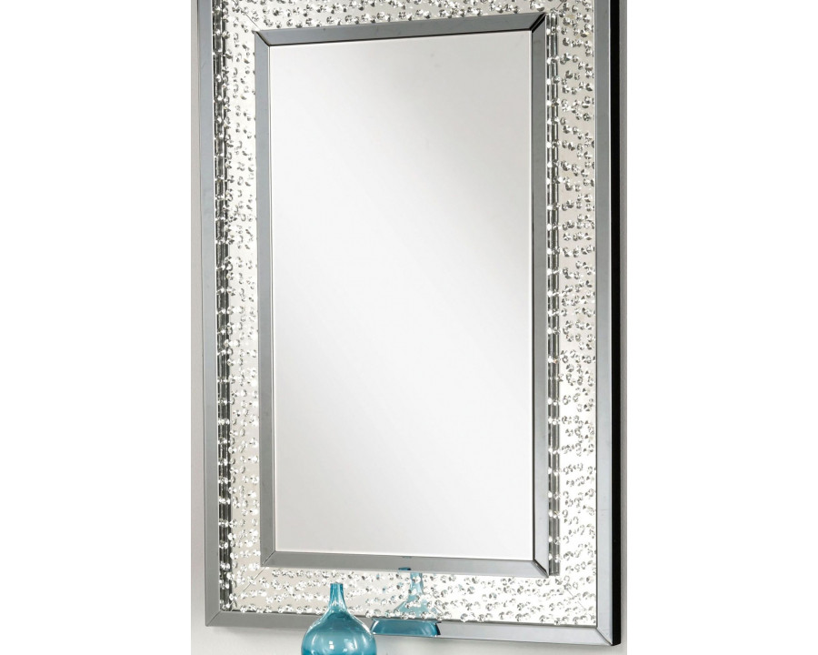 ACME - Nysa Accent Mirror in Mirrored/Faux Crystals (97387)