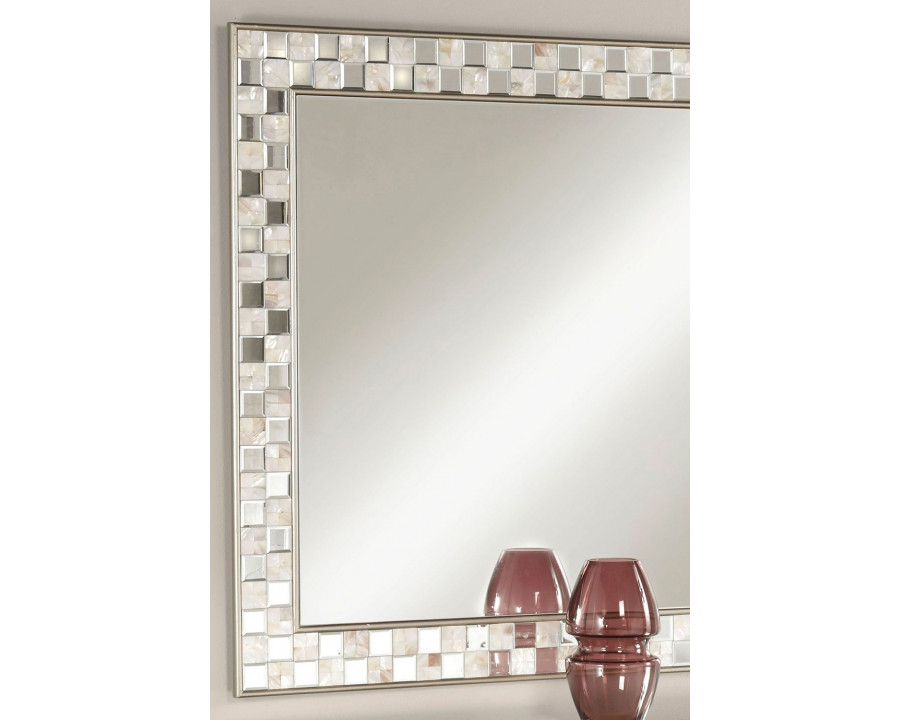 ACME - Nasa Accent Mirror in Mirrored/Mother of Pearl