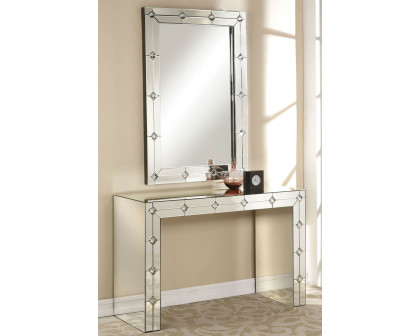 ACME - Hessa Accent Mirror in Mirrored/Faux Rhinestones