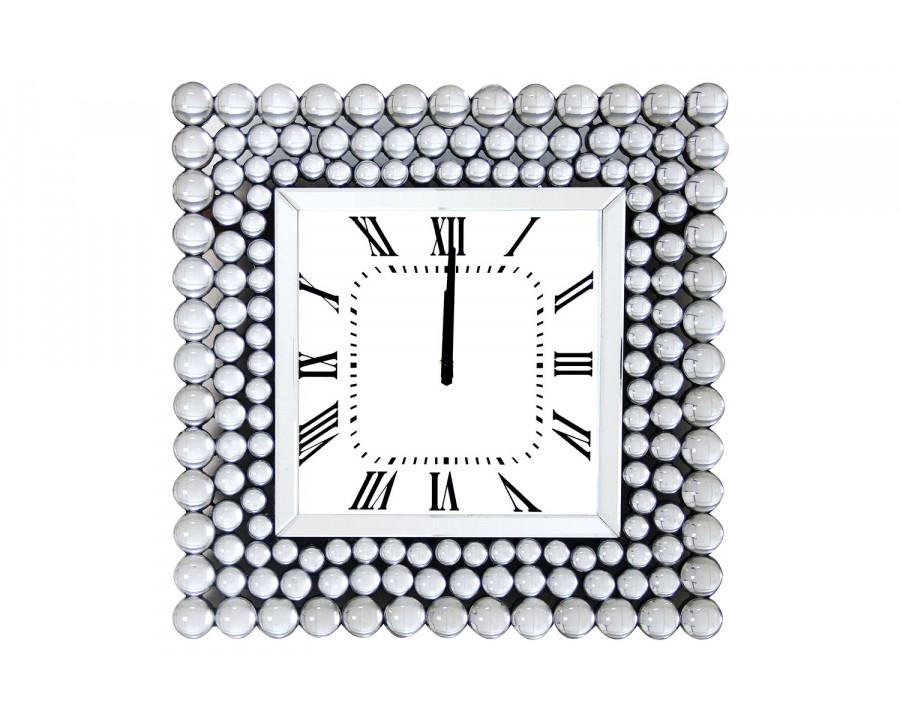 ACME - Boffa Wall Clock in Mirrored/Geometric Pattern Trim (97404)