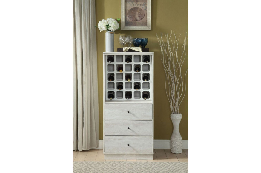 ACME™ Wiesta Drawer Wine Cabinet - Antique White