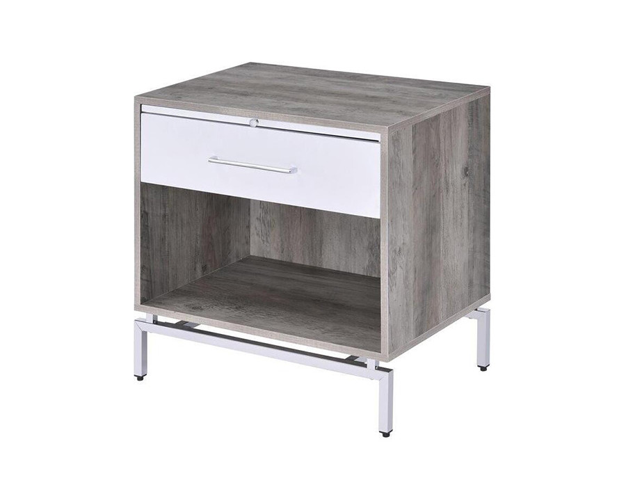 ACME - Cistus Accent Table in Weathered Gray Oak/White